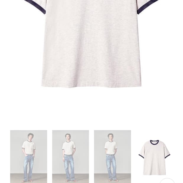 아트 이프 액츠 링거 티셔츠 오트밀 네이비