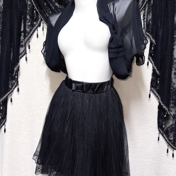 로맨틱고딕 고스로리 펑크 블랙 레이스 언발 샤스커트 튜튜 공겜 핀터페어리