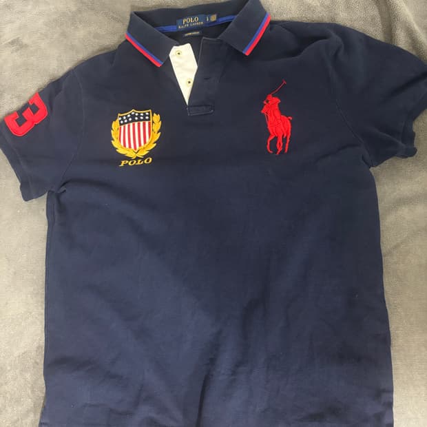폴로 빅포니 성조기 카라티  L