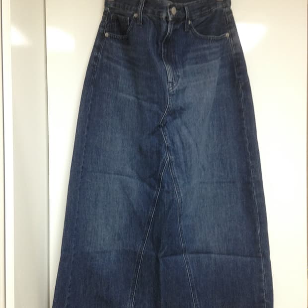 washed denim long skirt