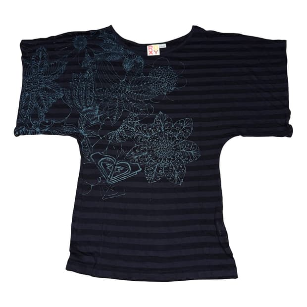 ROXY Floral Stripe Dolman Sleeve Tee