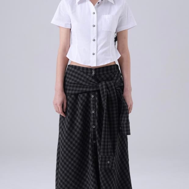 tense dance  Check Shirt Skirt charcoal