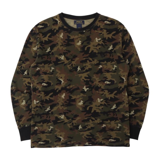 폴로 랄프로렌 카키 카모 와플 롱슬리브