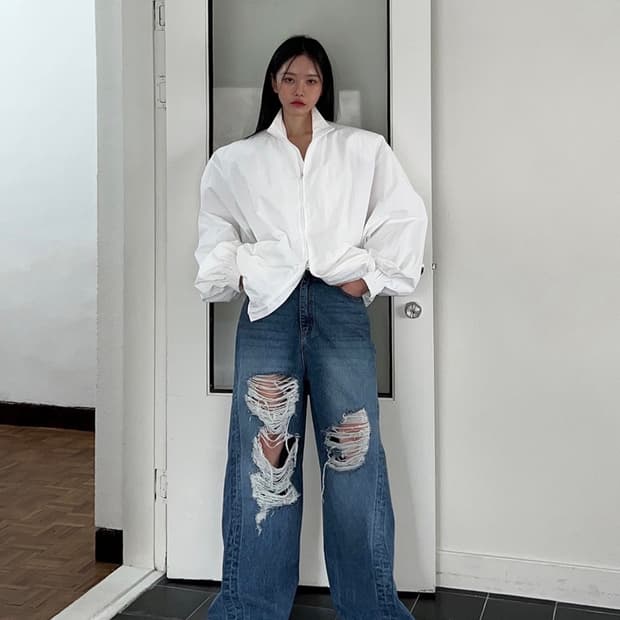 새상품) 랑거 오일러 패드 점퍼 자켓 바람막이 화이트