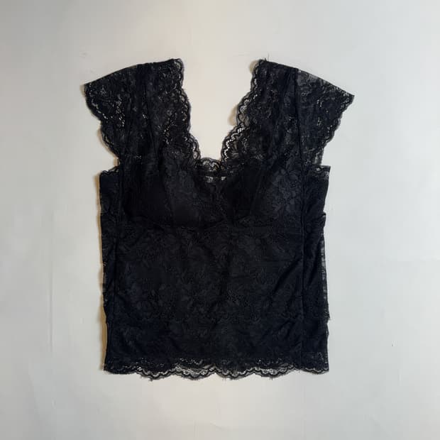 Black All-Over Sheer Lace Camisole