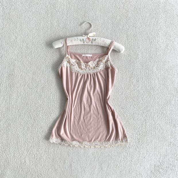 뮤트핑크 ♥ 레이스 비즈 슬리브리스