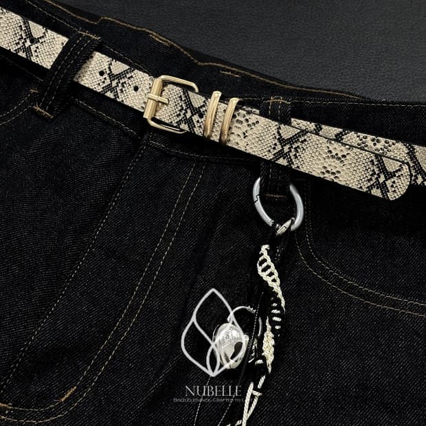 🌗 Snake printed belt / 파이톤 뱀피 프린팅 벨트