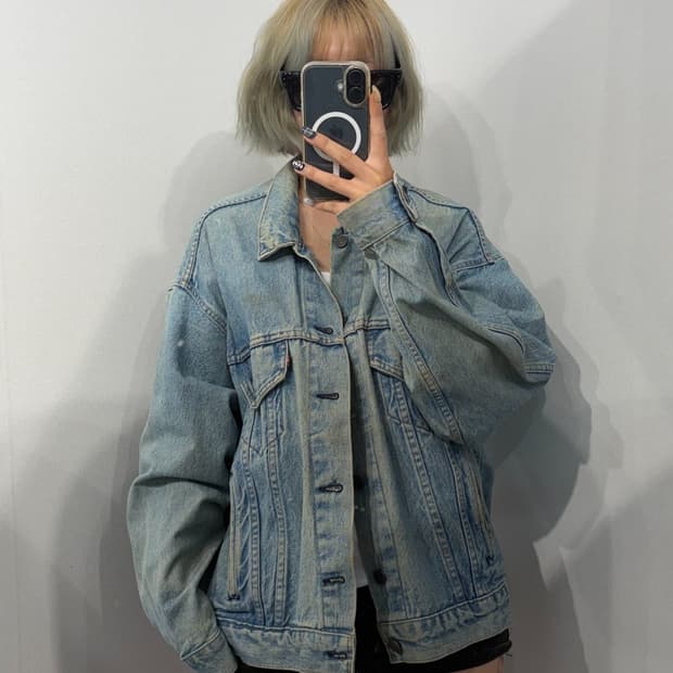 XL 80s 리바이스 빈티지 워싱 데님 자켓