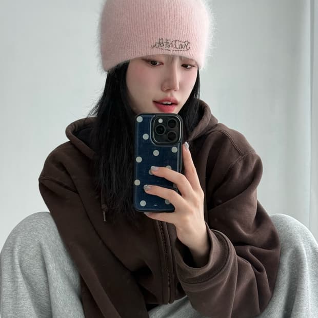 본더치 핑크 앙고라 비니