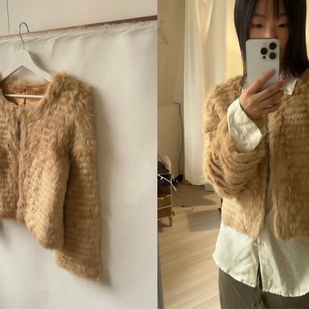 [Vintage]  Angora Fur Cropped Jacket