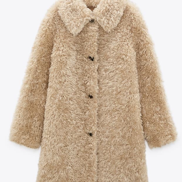 자라 테디 뽀글이 코트 에코퍼 코트 베이지 m