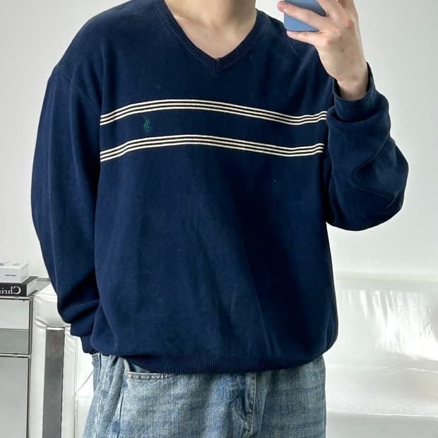 폴로 골프 네이비 브이넥 니트 XL 