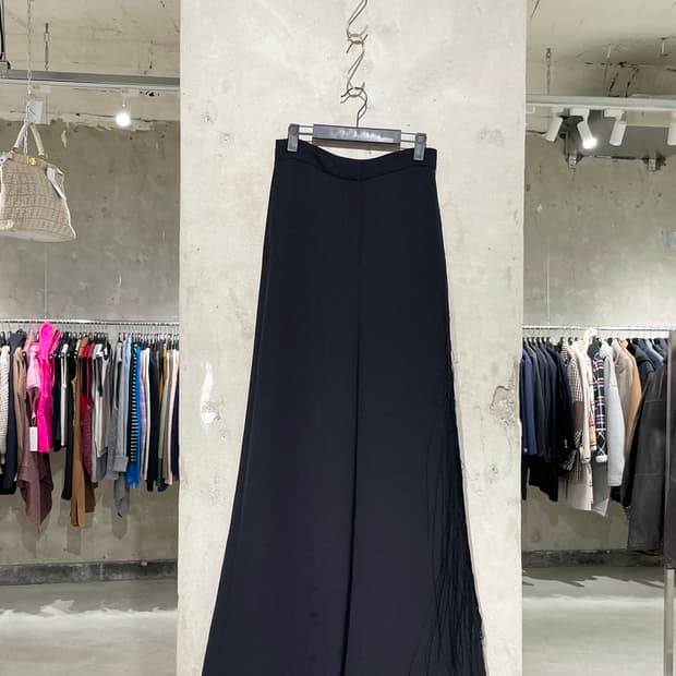 mm6 메종 마르지엘라 블랙 백 스티치 프린지 와이드 슬랙스