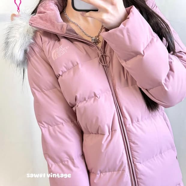 노스페이스 핑크 롱패딩