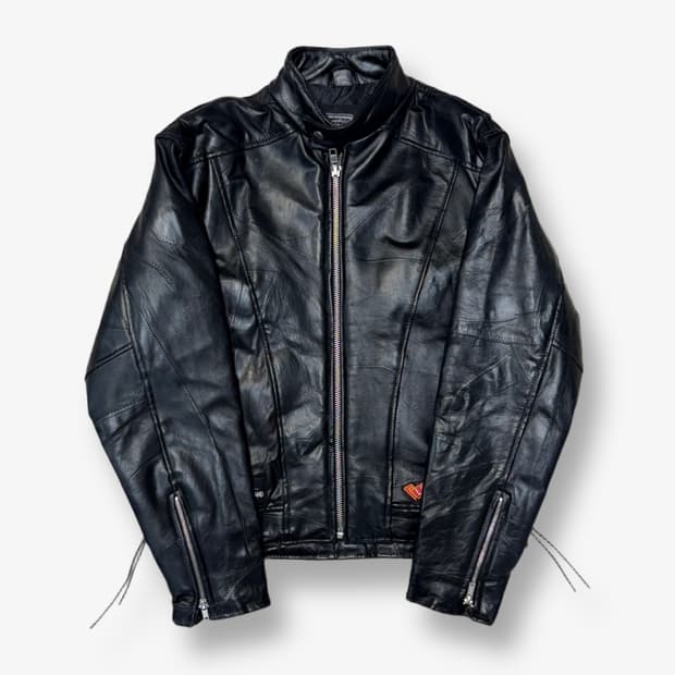 [S] 90's Diamond Plate Leather Jacket