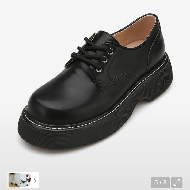 솔트앤초코렛 라운드 토 스티치 레이스업 로퍼 225