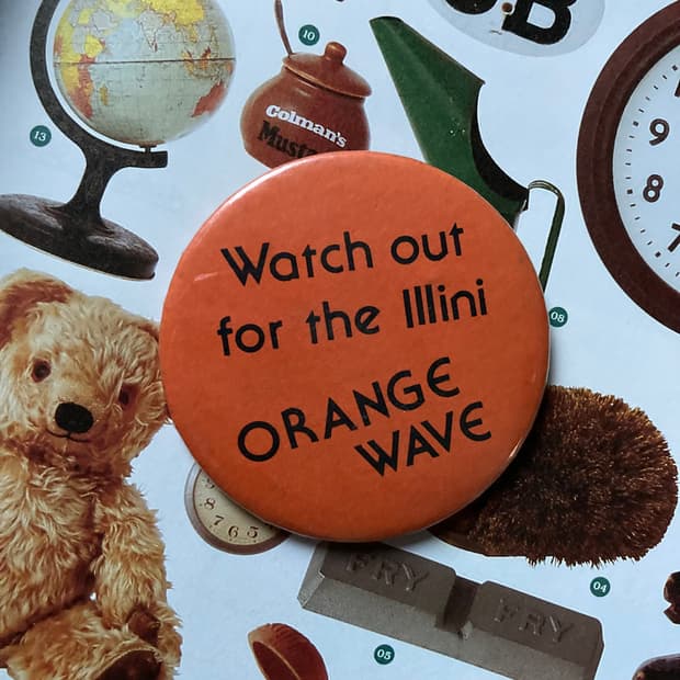 빈티지 Orange 오렌지 레터링 핀 버튼 뱃지 브로치 악세사리