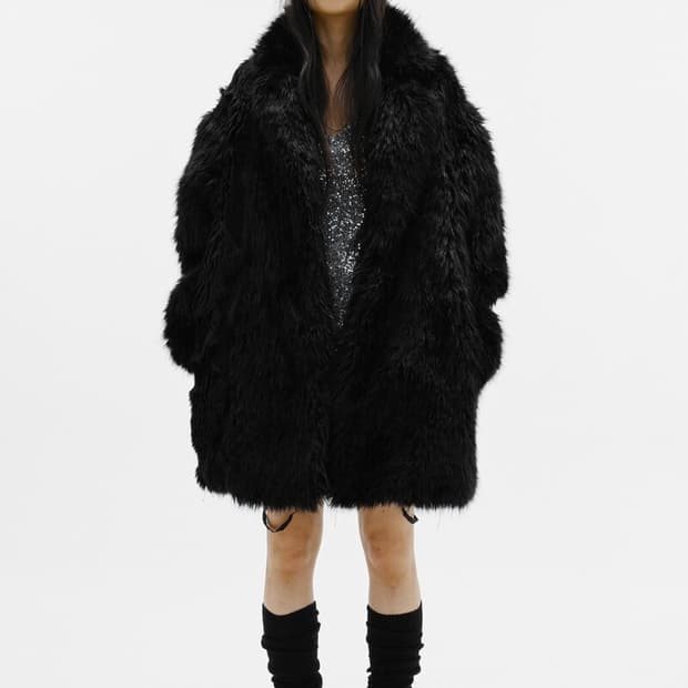 SEO FRENCH FAUX FUR COAT BLACK