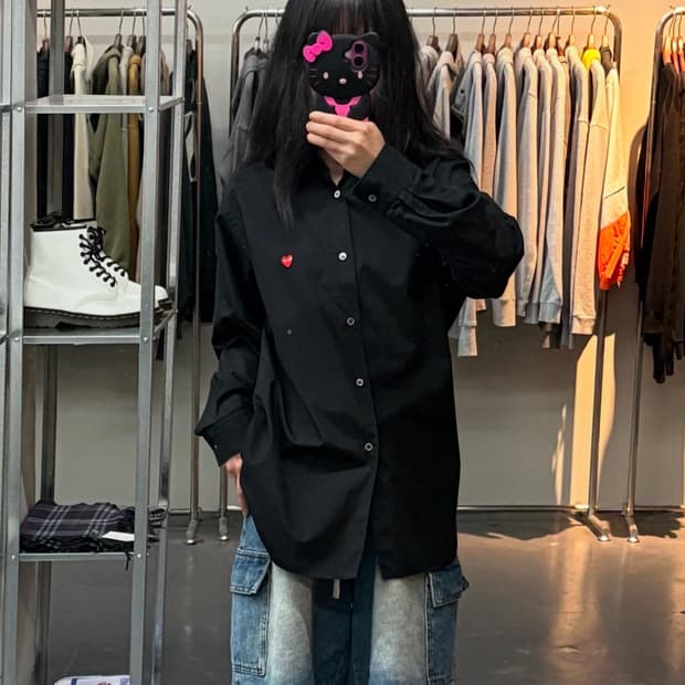 꼼데가르송 플레이 하트와펜 옥스퍼드 셔츠 A1442