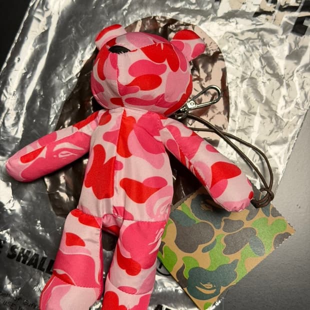 베이프 카모베어 에코백 키링 핑크 새상품