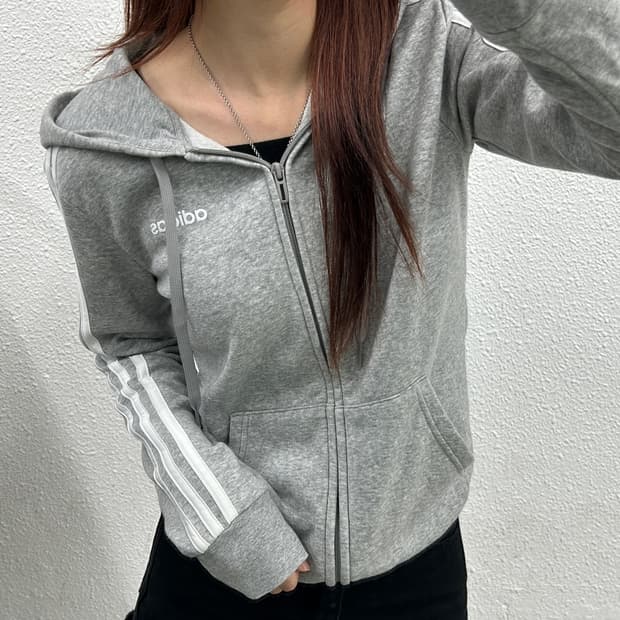 아디다스 화이트라인 그레이 후드집업 S
