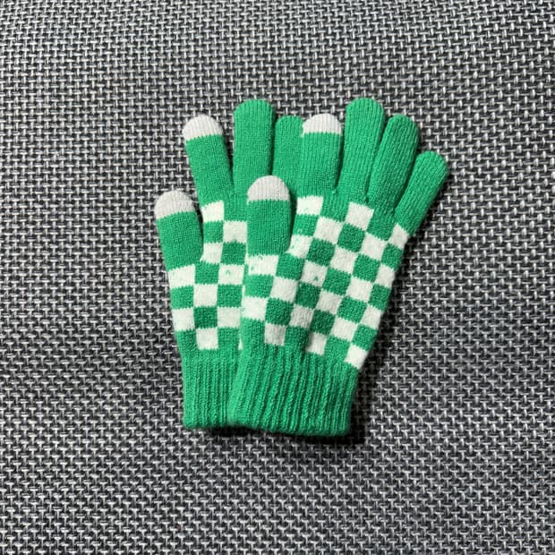 빈티지 체커보드 니트장갑 (old-8422)