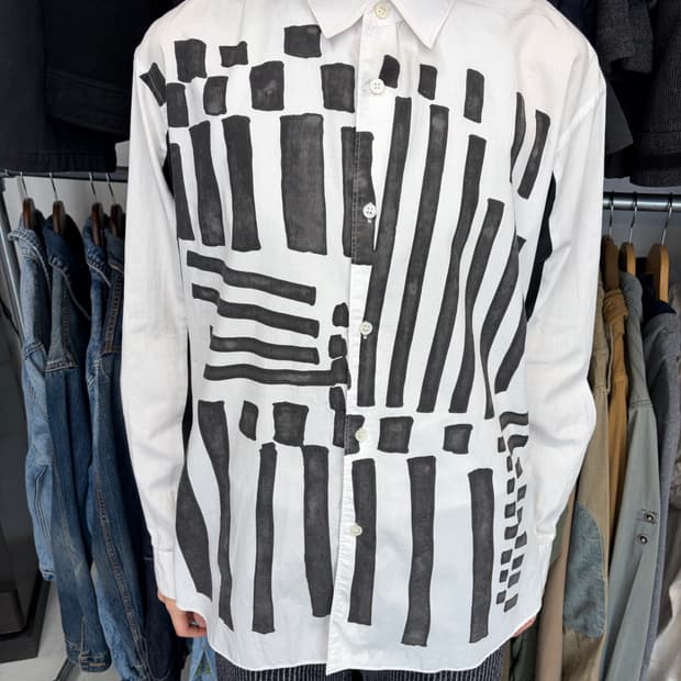 Comme des Garçons Shirt 블랙 그래픽 패턴 셔츠 