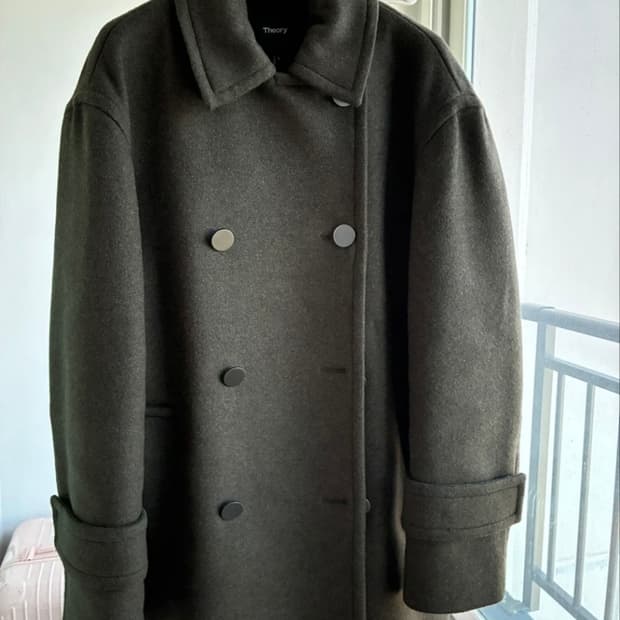 Theory 더블 코트 올리브 S
