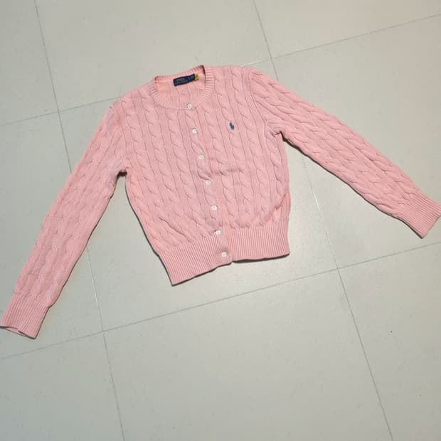 폴로 랄프로렌 꽈배기 핑크 가디건