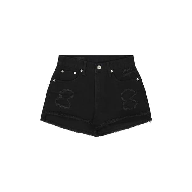 보헤미안서울 DAMAGE BLACK SHORTS, BLACK