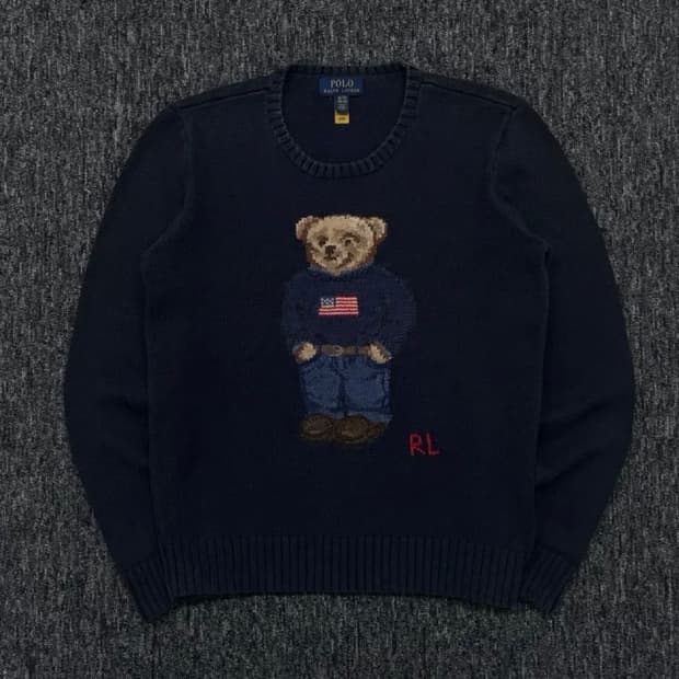 폴로 QR 네이비 폴로베어 니트
