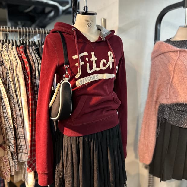 Abecrombie Red Big Logo Hoodie