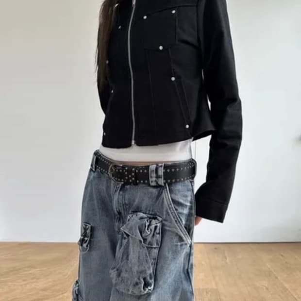 이너뮤트 리벳 데님 자켓 흑청 생지