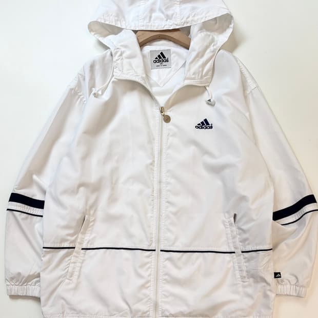 Adidas 올드 아디다스 화이트컬러 후드 바람막이 자켓