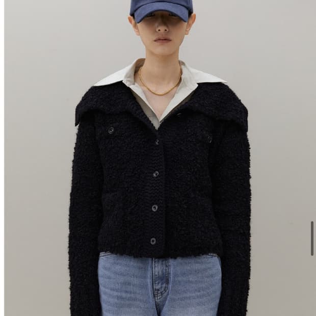 아우로 OURO 컬리 가디건 블랙