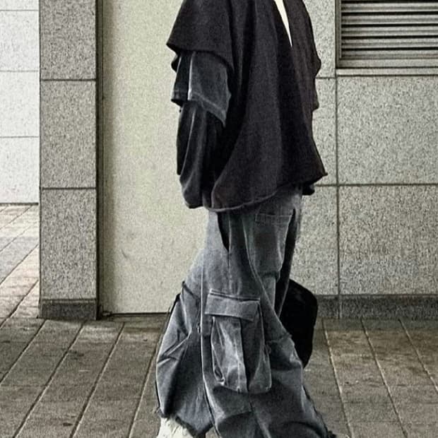 에이옵 AOP 레이어드 카고 버뮤다 팬츠 차콜 1