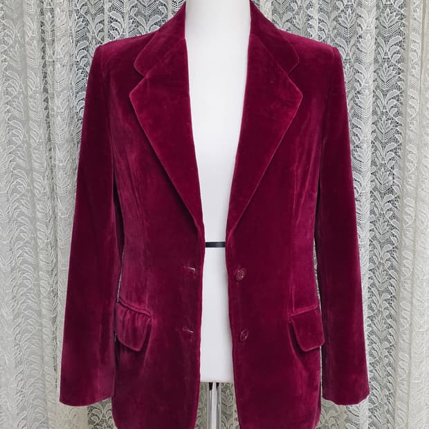 Vin Vert 80년대 일본 빈티지 체리색상 벨벳 자켓