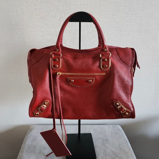 발렌시아가 모터시티백 미듐 메탈릭엣지 레드 