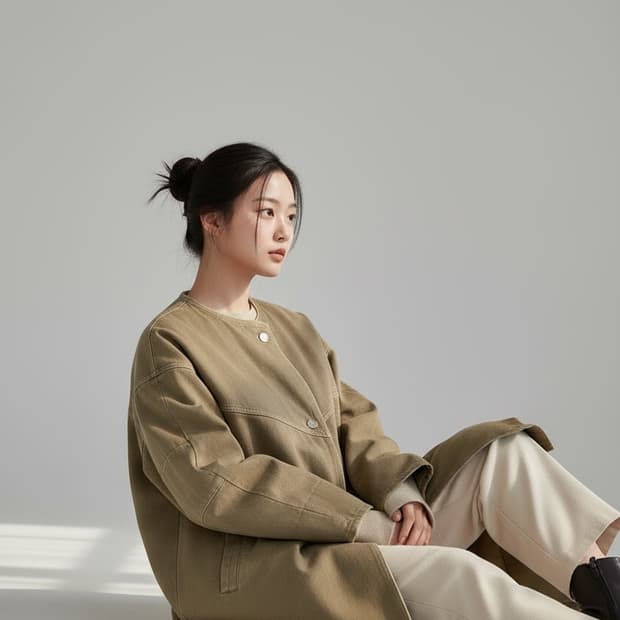 시스템 코튼 베이지 코트 S