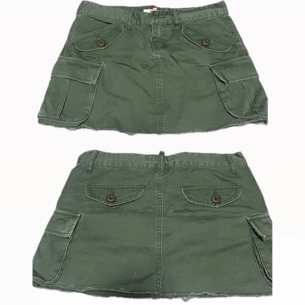 빈티지 카키 카고 스커트