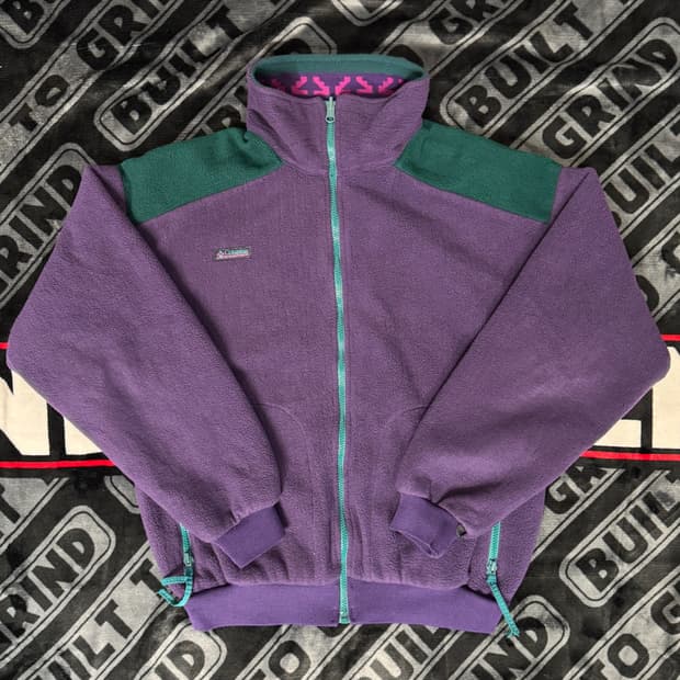 컬럼비아 플리스 집업 퍼플 그린