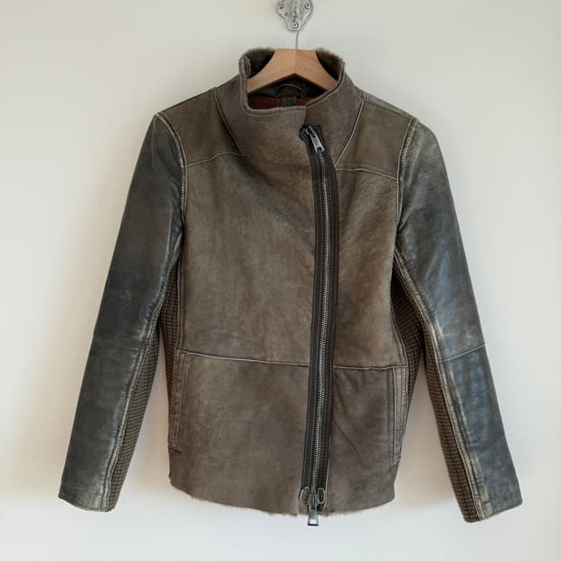 GMS-75 리얼 무스탕 레더 하이집업 자켓(LAMPO ZIP)