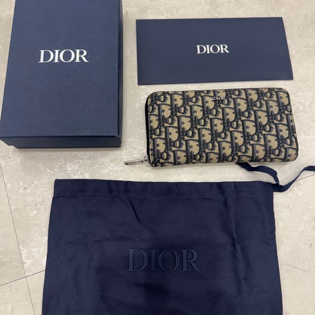 디올 오블리크 지퍼 장지갑