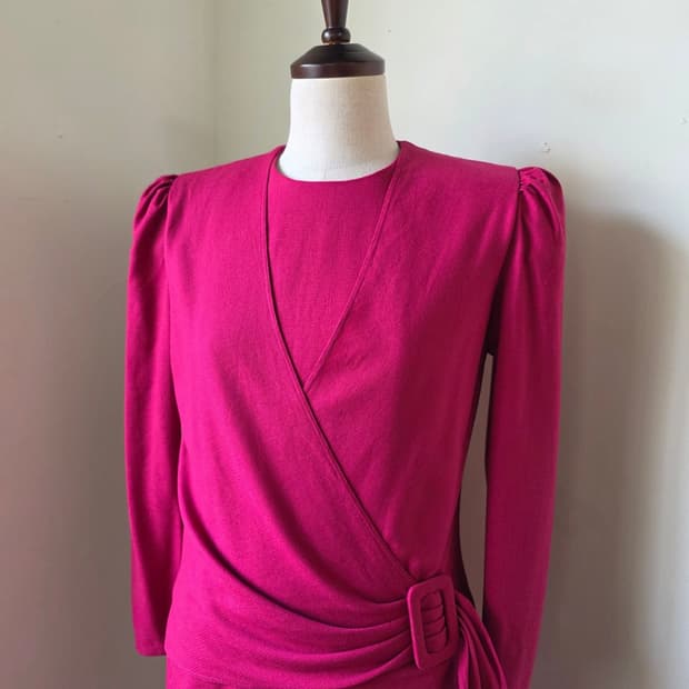 준아시다 핫핑크 랩 스타일 원피스