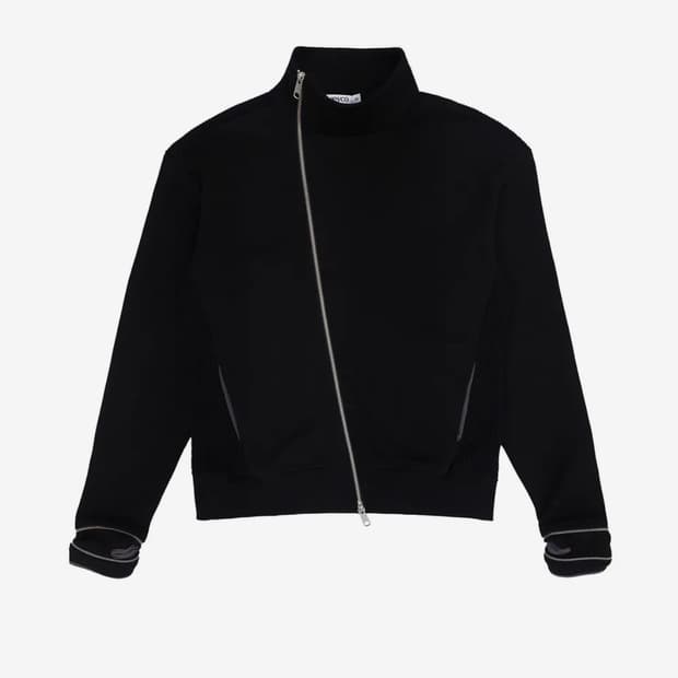 Side-Zip Neck Track Top Black