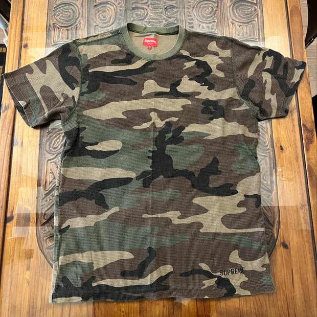 Supreme Waffle Tee Woodland Camo M