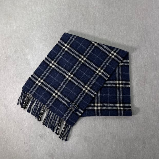 버버리 노바체크 캐시미어 블루 머플러