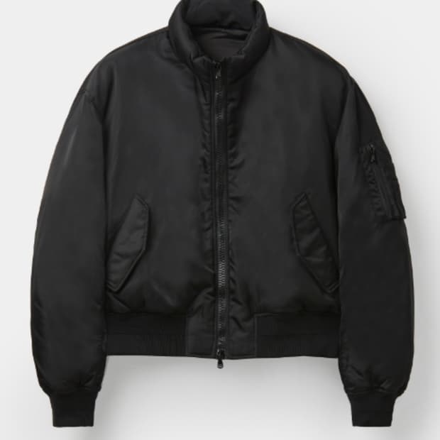 쿠어 스탠드 칼라 넥 다운 푸퍼 블랙 S