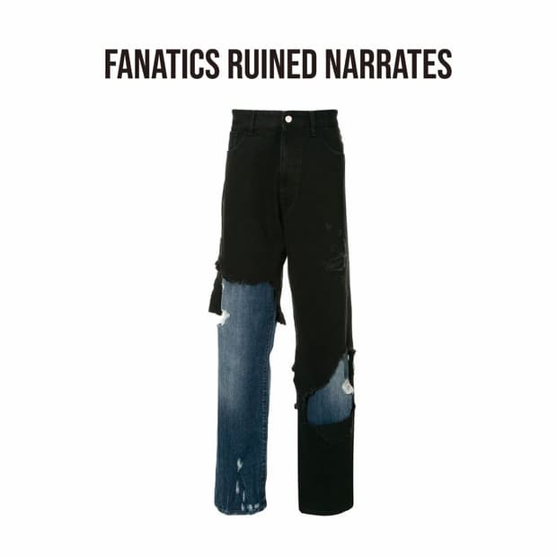 [32]라프시몬스 19AW 디스트로이드 레이어드 데님 팬츠
