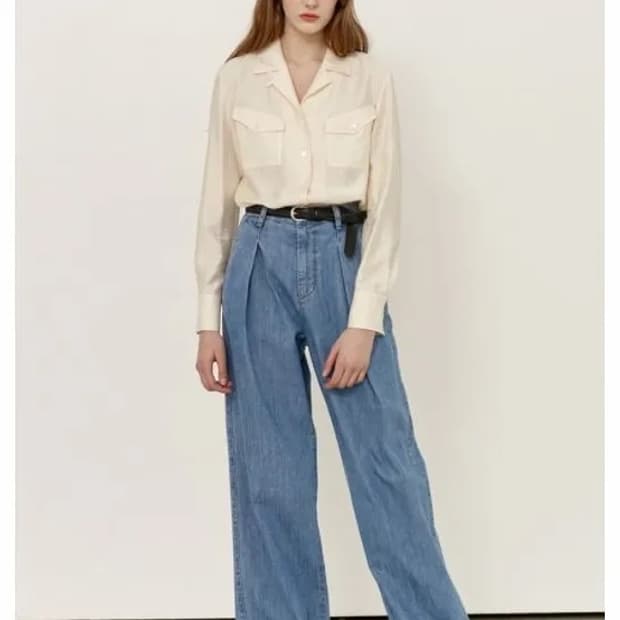 and you 앤유 와이드 핀턱 스티치 진청 데님 팬츠 2
